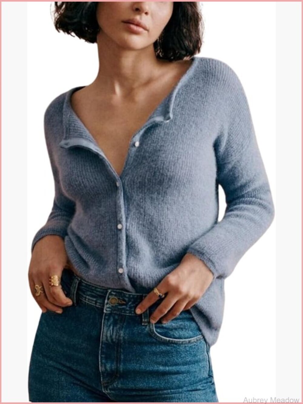 Women's Knit Cardigan Lightweight Crew Neck Button Down Long Sleeve Sweater